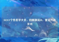 2022CF个性名字大全，回顾潮流ID，重温热血岁月