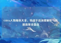 COD16人物角色大全，特战干员深度解析与阵营背景全盘点