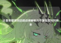 王者荣耀项羽边路战神解析与诈骗报案材料样本
