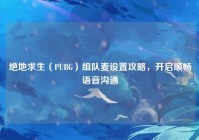 绝地求生（PUBG）组队麦设置攻略，开启顺畅语音沟通