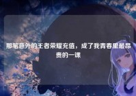 那笔意外的王者荣耀充值，成了我青春里最昂贵的一课