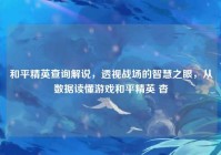 和平精英查询解说，透视战场的智慧之眼，从数据读懂游戏和平精英 杳
