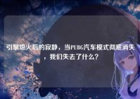 引擎熄火后的寂静，当PUBG汽车模式彻底消失，我们失去了什么？