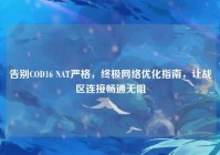 告别COD16 NAT严格，终极网络优化指南，让战区连接畅通无阻